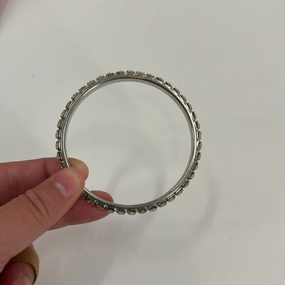 Silver rhinestone encrusted bangle bracelet - Picture 2 of 4